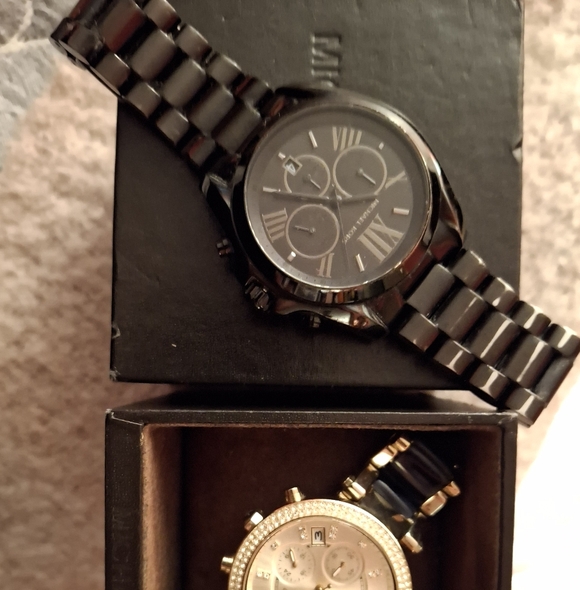 Michael Kors Gold and Navy Marble Chronograph Watch - Picture 5 of 5